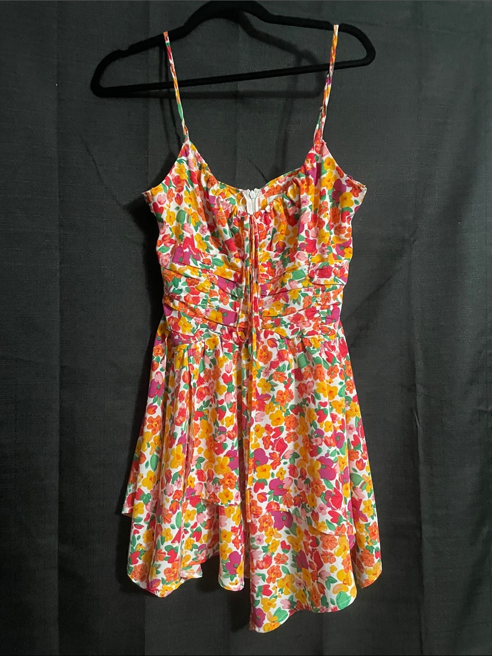Princess Polly Floral Mini Dress in Pink, Orange, Yellow, Green